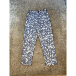 SO Goods For Life High Rise Floral Tapered Linen Blend Pull On Pants Size S E191
